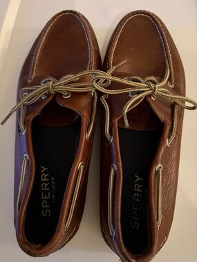 Sperry Top Spider Two Tone Men's Boat Shoe Tan Brown Leather Size 15M